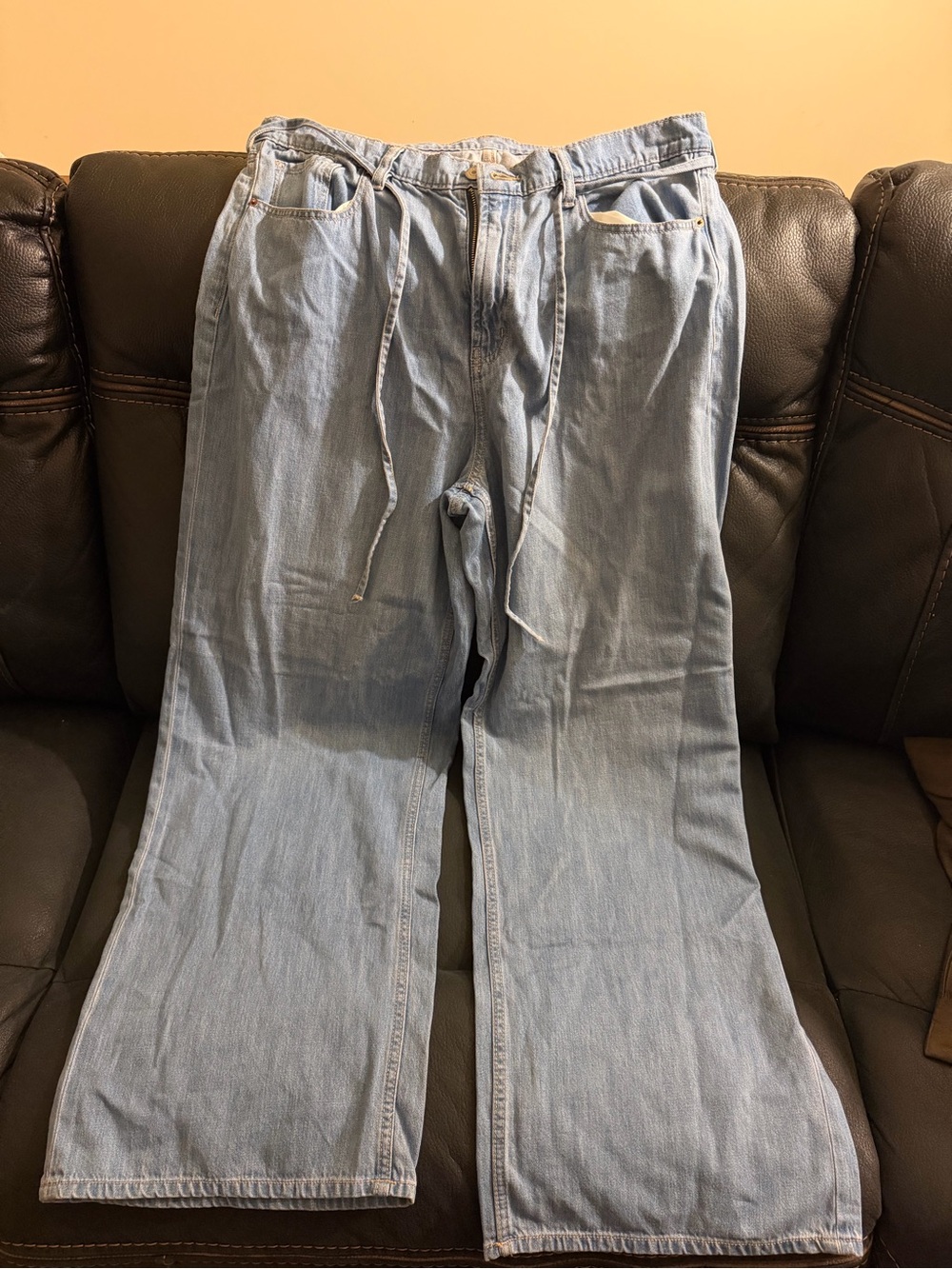 Old Navy Light Blue wide leg Jeans with Drawstring